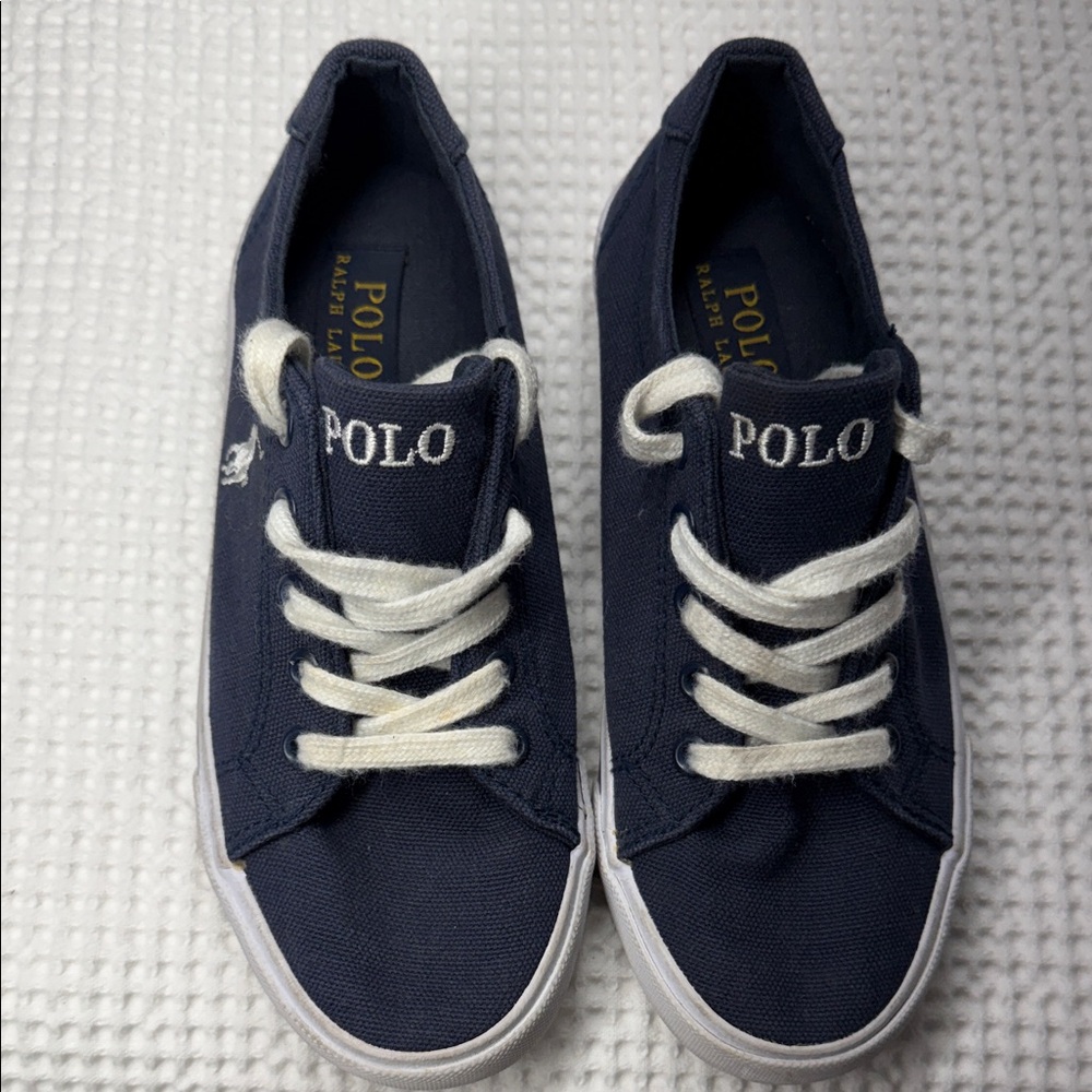 POLO Navy Canvas Sneakers with White Laces - Size 1